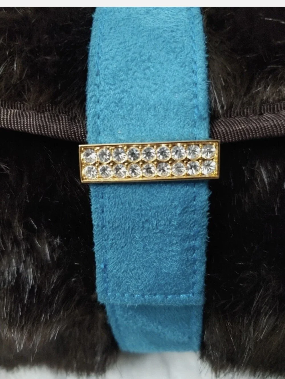 Exclusive Stephanie Johnson Brown Faux Mink Fur Jewelry/Makeup Clutch Travel Bag